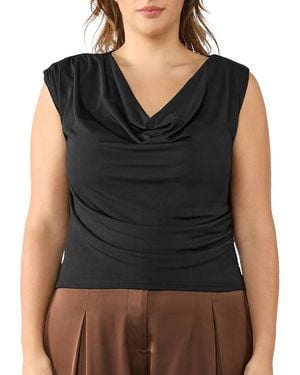Estelle Dune Asymmetric Sleeveless Top - Black