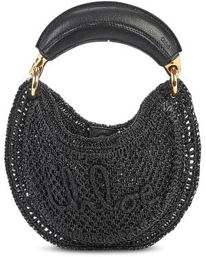 Chloé Summer Banana Mini Crocheted Hobo Bag - Black