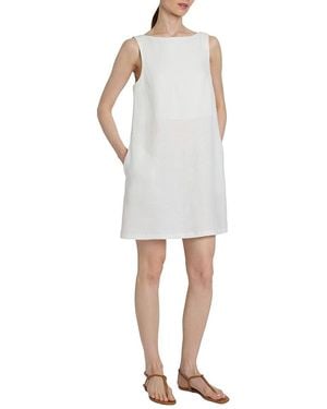 Santorelli Jaclyn Sleeveless Shift Linen Dress - White