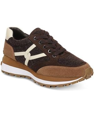 Veronica Beard Valentina Shearling Lined Suede Sneakers - Brown