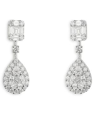Zydo 18K Mosaic Diamond Mixed Cut Drop Earrings - White