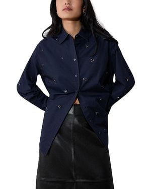 Whistles Embellished Poplin Shirt - Blue