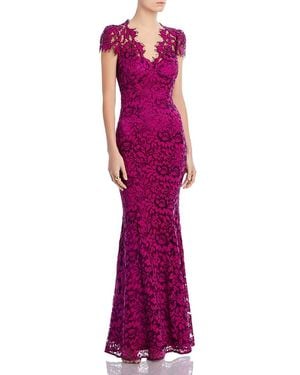 Eliza J Scalloped-Edge Lace Gown - Purple