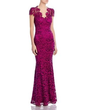 Eliza J Scalloped-Edge Lace Gown - Purple