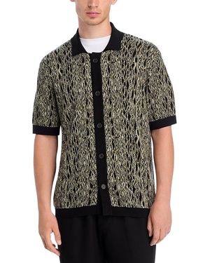 HUGO Sgeo Short Sleeve Knitted Jacquard Shirt - Black