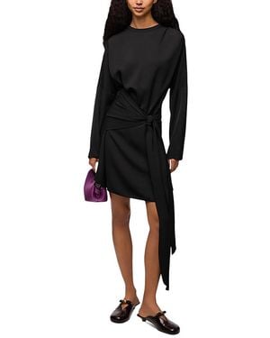 Ganni Cady Crepe Draped Mini Dress - Black