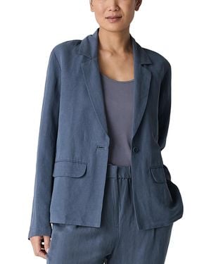 Eileen Fisher Notch Collar Linen And Silk Blazer - Blue