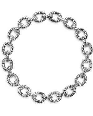 David Yurman Sculpted Cable Oval Link Necklace - Metallic