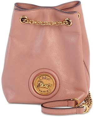 Chloé Horse Medal Mini Leather Bucket Bag - Pink
