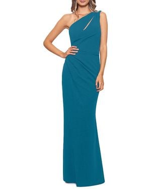 Aqua Cutout One Shoulder Gown - Blue