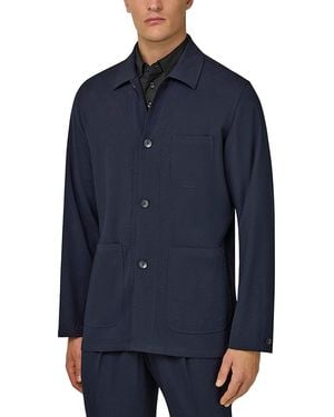 BOGGI Regular Fit Seersucker Shirt Jacket - Blue