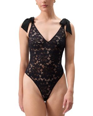 Rya Collection Amour Stretch Lace Teddy - Black