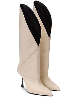 Balmain Twist Heeled Leather Boots - White