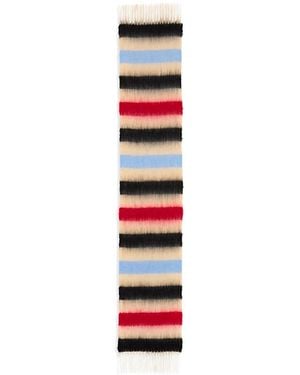 Aqua Colorblock Stripe Scarf - White