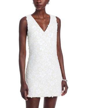 Michael Kors Sequin Flower V Neck Mini Dress - White