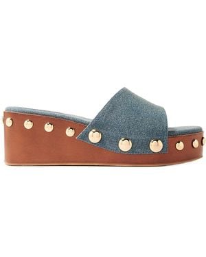 Maje Studded Platform Sandals - Blue