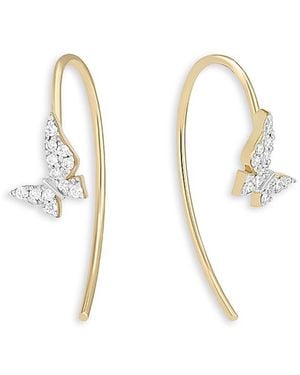 Lana Jewelry 14K Diamond Butterfly Threader Hook Earrings, 0.07 Tcw - White
