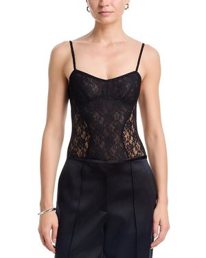 The Attico Lace Bodysuit - Black