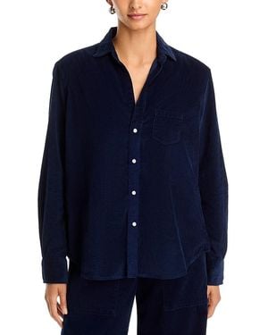 Frank & Eileen Cotton Printed Relaxed Button Up Shirt - Blue