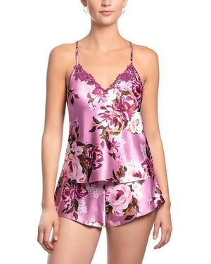 In Bloom Stretch Satin Cami Short Pajama Set - Purple