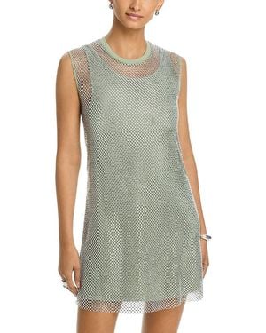 Aqua Crystal Mesh Mini Dress - Green