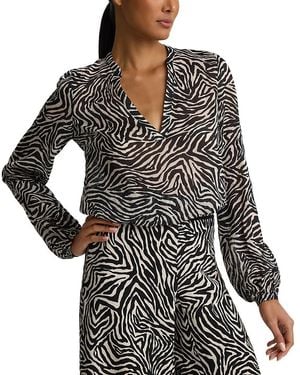 St. John Printed V Neck Tunic Top - Black