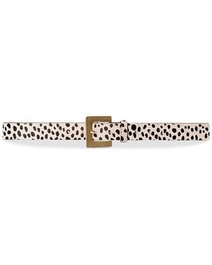 Black Suede Studio Dotted Calf Hair Belt - White