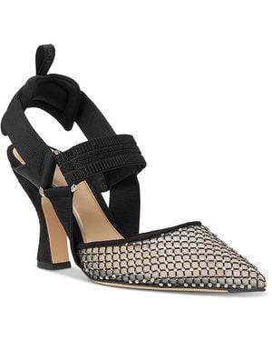 Fendi Colibri Mesh & Suede Slingback Pumps - Metallic
