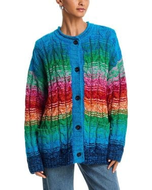 Mother The Biggie Cardigan Cableknit Sweater - Blue