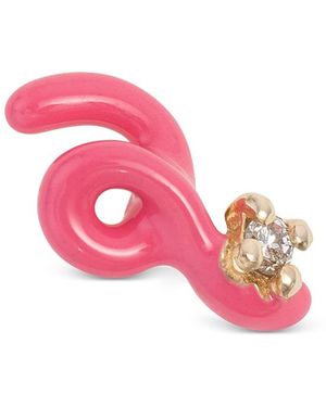 Bea Bongiasca 9K & Sterling Diamond Mini Loop Single Stud Earring - Pink