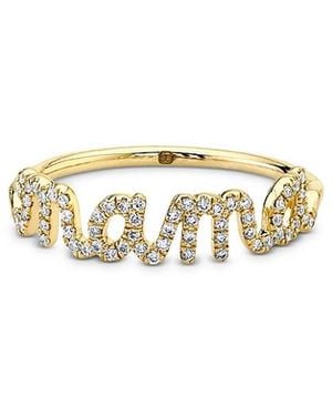 Sydney Evan 14K Diamond Mama Script Ring - White