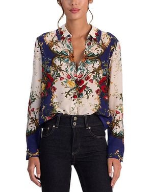 Alice + Olivia Willa Silk Blouse - Blue