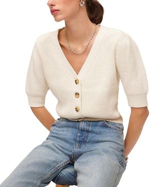 Fifteen Twenty Iliana Puff Sleeve Cardigan Sweater - White