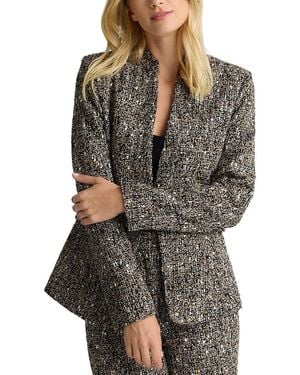 St. John Shawl Collar Tweed Jacket - Gray