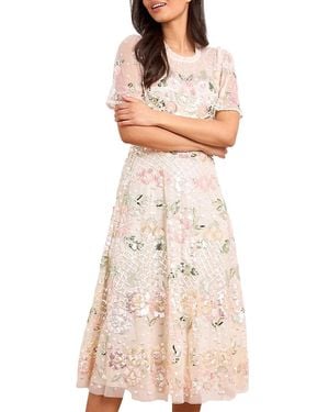 Needle & Thread Rosalie Short Sleeve Ballerina Dress - Natural