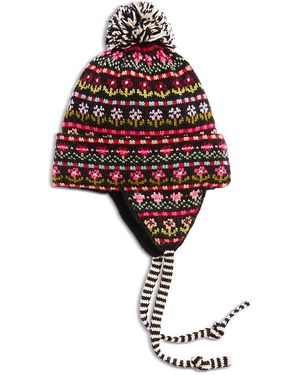 French Knot Tulip Pom-Pom Wool Hat - Red