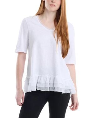 Wilt Elbow Sleeve Mixed Media Tee - White