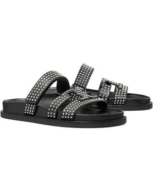 Tory Burch Ines Studded Sport Slide Sandals - Black