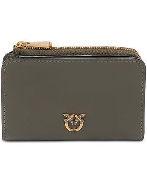 Pinko Vitello Leather Wallet - Gray
