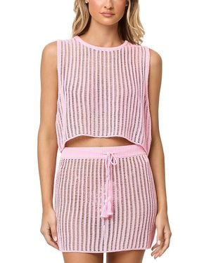 LSPACE L*Space Santer Crochet Cover Up Crop Top - Red