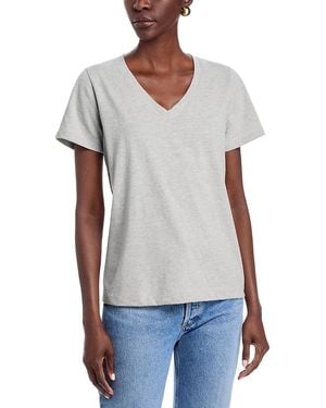 Vineyard Vines Striped V Neck Tee - White