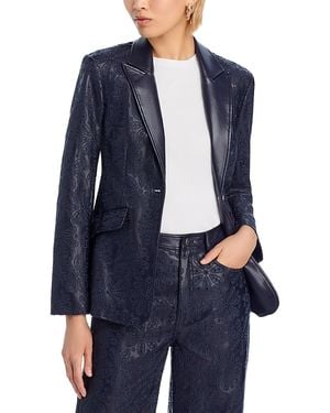 Cinq À Sept Embroidered Faux Leather Blazer - Blue