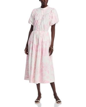 Tahari Button Down Midi Dress - Pink