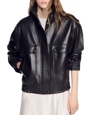 Sandro Leather Jacket - Blue