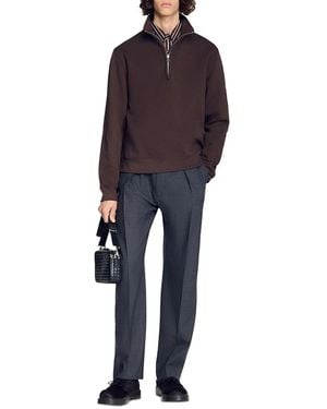 Sandro Cotton Half-Zip Sweater - Blue