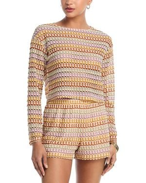 Aqua Crochet Knit Top - Natural