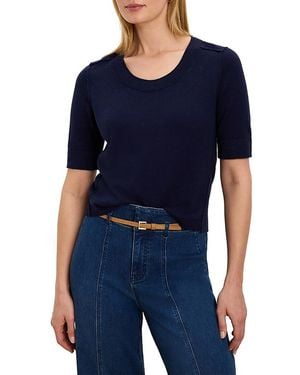 NIC+ZOE Exposed Seam Elbow Sleeve Sweater - Blue