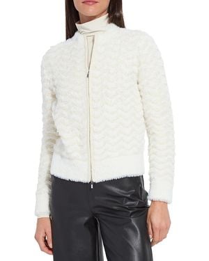 Lyssé Ivanna Zip Crewneck Cardigan Sweater - White