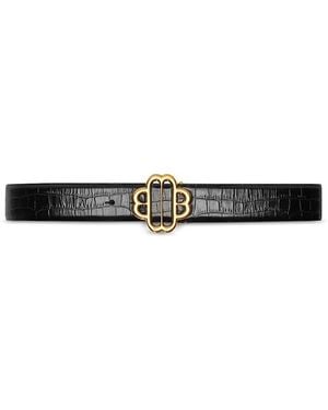 Maje Clover Croc Embossed Leather Belt - White