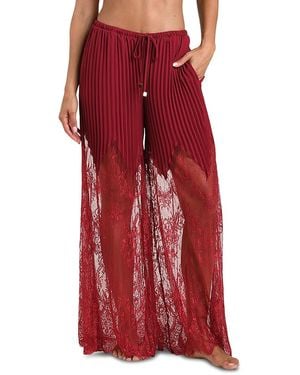 L'Agence Sharon Lace Solids Wide Leg Trousers Swim Cover-Up - Red
